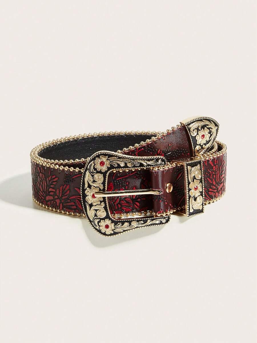 1 chiếc thắt lưng thời trang cao bồi miền Tây kiểu Bohemian cổ điển đính đá lấp lánh, phù hợp với váy, đầm, mặc hàng ngày, phong cách thời trang, hoạt động ngoài trời, tiệc tùng, Giáng sinh, Ngày lễ tình nhân, tựu trường, Halloween, lễ hội âm nhạc, phụ kiện mùa thu/đông, trang phục mọi mùa, dành cho phụ nữ, các bà mẹ, đi làm, kỳ nghỉ, quà tốt nghiệp, phụ kiện sinh nhật. - Khắc màu đỏ - Xem 1