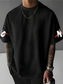 NO RISK NO Men's Streetwear Graphic T-Shirt - Bold Letter Print, Loose Fit, Casual Tee, Vibrant Purple, Summer Short Sleeve, Crew Neck, Machine Washable, Streetwear Fashion | Cool Design T-Shirt | Lilac Graphic Shirt - 黑色 - 查看 2