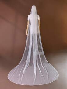 1pc Sparkling Beaded Bridal Veil, Long Trailing Style, Suitable For Beach/Church Wedding, Wedding Veil - Multicolor - View 7