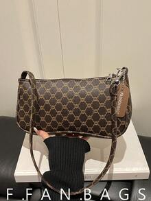 Túi đeo chéo nhỏ hình vuông in họa tiết phong cách retro tối giản, hàng mới về mùa xuân 2026 dành cho nữ. - Cà phê - Xem 1