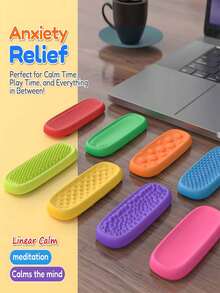 8Pcs Sensory Soothing Stone Set, Soft Textured Silicone Fidget Toy For Stress Anxiety Relief, Tactile Quiet Desk Toys For Kids Adults, Perfect Mother's Children's Day, Back-To-School, Graduation Season Class Gifts - Multicolor - View 5