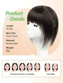 Tóc mái giả dành cho nữ, làm từ sợi tổng hợp, thiết kế liền mạch giúp che đi phần tóc thưa. - Nhiều màu - Xem 6