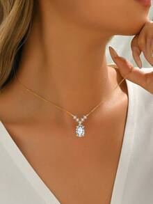 Collar con colgante en forma de V de plata de ley 925, joyería versátil para mujeres, regalo para novia, esposa, madre en cumpleaños, aniversario - Multicolor - Ver 2