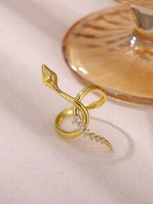 Size 7 & 8 Women's Vintage Snake Line And Butterfly Pattern 18K Gold Plated Zirconia Rings, Suitable For Ladies/Girlfriends, Weddings, Parties And Other Occasions, Anniversary And Birthday Gifts - Various - View 2