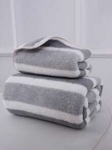 1pc Bath Towel (Available In Multiple Colors), Minimalist Striped Pattern, Made Of Polyester Fiber, Size 70*140cm Or 75*35cm, Also Available 1pc 30*30cm Hand Towel. Suitable For Men, Women, And All Ages, Ideal For Home Use, Highly Absorbent And Quick-Drying, Soft Texture. Suitable For All Seasons, Applicable To Bathroom, Hotel, Gym, Travel, Party, Outdoor Activities, Swimming Pool, Beach, Beauty Salon, Etc. - Multicolor - View 29