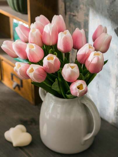 1/5/10/20 Stück Farbverlauf rosa künstliche Tulpen - realistische dekorative Blumensträuße, Kunstblumen für Heimdekoration, Hochzeitssträuße, Valentinstag Geschenke, Schlafzimmer, Wohnzimmer, Hotel, Party & Tischdekoration, geruchlos elegante Kunstblumen