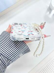 Cherry Blossom Printed Wavy Edge Transparent Protective Phone Case Compatible With Iphone 17/17 Pro/17 Pro Max, 16/16 Pro/16 Pro Max/16 Plus, 14, 15, P14, P13, P12, P11, Shock-Proof Creative Phone Cover - Multicolor - View 5