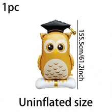 1pc Medium/Large Graduation Theme Panda & Owl Cartoon Aluminum Foil Balloon, Suitable For Graduation Party Decoration, 8 Cartoon Balloon Styles To Choose From - View 6