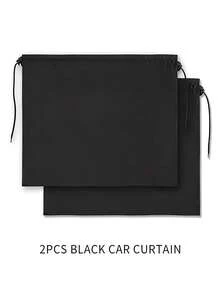 Black Car Sunshade, Suction Cup Sunshade - Easy To Install And Slide The Curtain Conveniently, Sunscreen, Heat Insulation, Privacy Curtain Suitable For Hot Weather And Outdoor Travel, Fits Most Cars - Suction Cup Sunshade - View 2