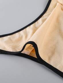 Bộ 2 quần lót dây thong cạp thấp in chữ LOVE dành cho nữ, chất liệu jacquard mềm mại, ôm sát, thích hợp mặc hàng ngày và không lộ viền. - Màu be - Xem 6