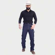 Men's Country Jeans, Carpenter Style, Cowboy, Western, Premium Style, Elastane, Ideal For Riding, Horseback Riding, Rodeo. - Dark Carpenter - View 4