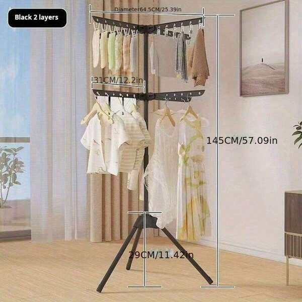 1-PC Clothes Drying Rack, Balcony Clothes Drying Rack, Large Clothes Dryer Dorm Rooms, Foldable Clothes Hanging Rod, Heavy-Duty Clothing Rack, Adjustable Wardrobe Storage Rack, Clothes Hanger Rod, Suitable Rentals And Balconies Indoor And Outdoor Use, Indoor Drying, Home Laundrychristmas/Halloween Decorations,Autumn Home Decor
