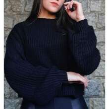 Women's Knitted Sweater - Black - View 2