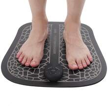 EMS Intelligent Foot Massage Pad Muscle Pain Fatigue Relief Foot Massager (Battery Type) - Negro - Ver 3