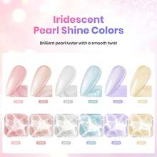 6 Colors Creamy Pearlescent Gel Polish Set, Beetles Twist Soak Off UV LED Nail Gel With Dotting Pen, Long Lasting Home Salon Manicure DIY Nail Art Kit, Women Nail Care Gift - 6 Colors Creamy Twist - 查看 3