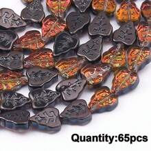 Approx. 65pcs Colorful Maple Leaf Shaped Glass Beads, DIY Jewelry Making Supplies, Spacer Beads - Maple Leaf Beads - View 18