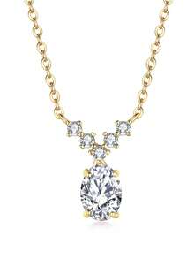Collar con colgante en forma de V de plata de ley 925, joyería versátil para mujeres, regalo para novia, esposa, madre en cumpleaños, aniversario - Multicolor - Ver 6