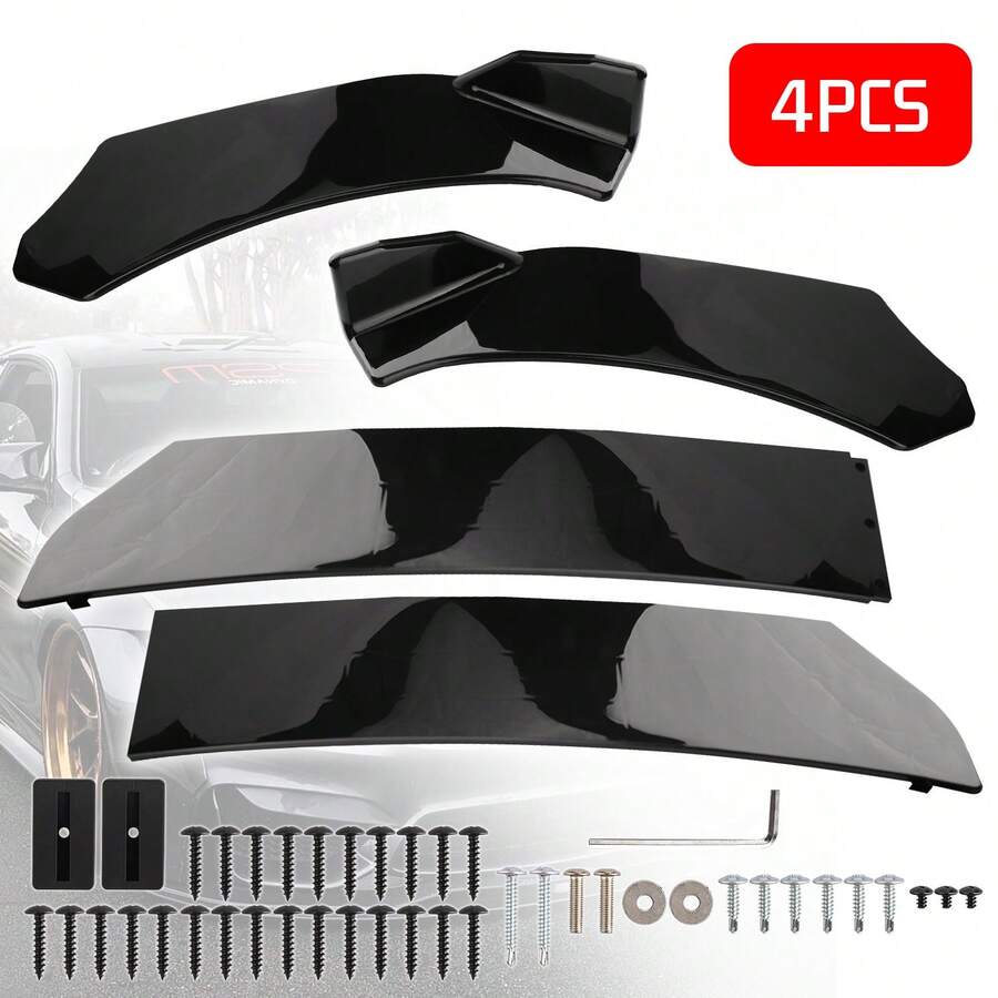 4PCS Universal Car Front Bumper Lip Body Kit Splitter Spoiler Diffuser Protector - A - View 1