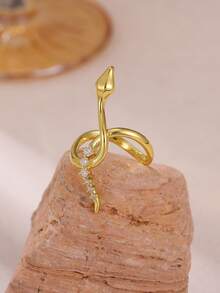 Size 7 & 8 Women's Vintage Snake Line And Butterfly Pattern 18K Gold Plated Zirconia Rings, Suitable For Ladies/Girlfriends, Weddings, Parties And Other Occasions, Anniversary And Birthday Gifts - Various - View 1