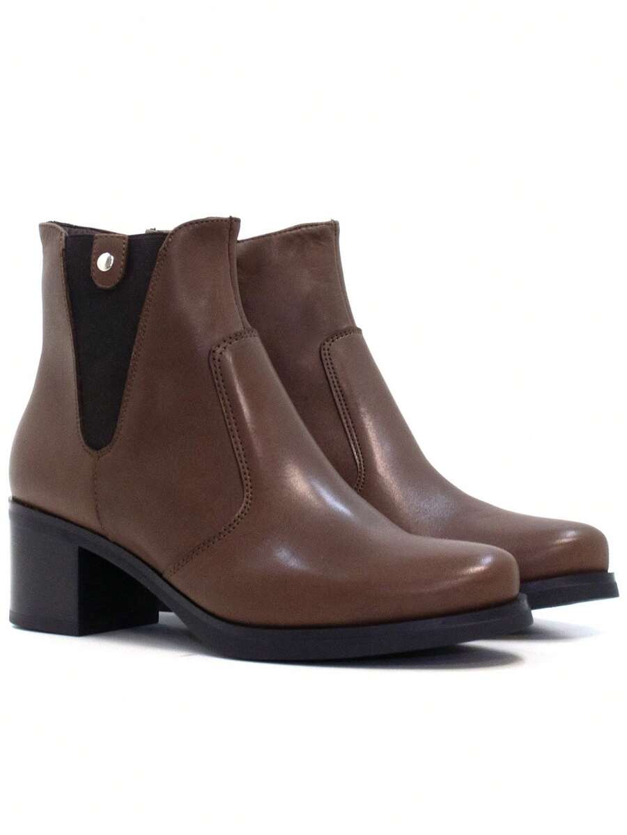 Botas e botinhas femininas de cano curto - MARROM - Ver 1