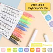 9-Color Set, New 288-Color Professional Set, 207-Color Direct Liquid Acrylic Paint Markers, Soft Tip Large Capacity Ink, Uniform Color, Odorless, Opaque, Suitable For Stone, Glass, Ceramic, Easter Eggs, Metal, Woodcraft Stationery, Student Watercolor Pens, Dual-Tip Oil-Based Markers For Art Students, Paintbrushes For Elementary School Drawing Books, DIY Creation, Suitable For School Art Supplies, Back-To-School Essential - Sets - View 29