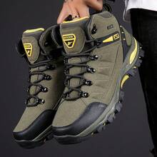 Botas de senderismo para hombres, duraderas y de moda, adecuadas para uso casual al aire libre. Zapatos de senderismo para hombres, zapatos de trekking al aire libre, zapatos de escalada, zapatos de montañismo de campo traviesa - Verde militar - Ver 10