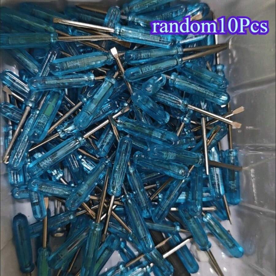 Bộ 10 tua vít mini - Tua vít siêu nhỏ chính xác 2mm, bao gồm 5 tua vít đầu dẹt và 5 tua vít đầu tròn, thích hợp để sửa chữa đồ chơi, thiết bị điện tử, kính mắt và đồng hồ, bộ dụng cụ sửa chữa cầm tay, phù hợp với người học tiếng Anh. - 10 mặt hàng - Xem 1