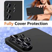 适用于三星 Galaxy S26/S25/S24/S23/S22 Ultra Plus FE/A05S/A06/A14/A15/A16/A24/A25/A34/A35/A37/A54/A55/A57 的合金镜头保护膜，易于安装，独立金属镜头保护，高清钢化玻璃镜头盖，手机配件，母亲节礼物，周年纪念日礼物 - 鈦色 - 查看 4