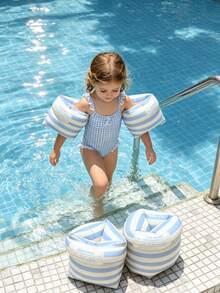 1pc Arm Float Swimming Pool Inflatable Arm Band, Vintage Pattern Favored For Summer Pool Party, Back To School, First Day Of School - Multicolor - View 8