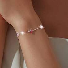 1 chiếc vòng tay hình bướm bằng bạc 925 đính đá Zirconia, kiểu dáng thời trang, tối giản, thanh lịch, phù hợp cho phụ nữ đeo hàng ngày, tham dự lễ hội âm nhạc, đám cưới và du lịch. - Hồng - Xem 8