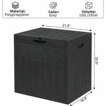 Garden Storage Box 126L, Outdoor Parcel Box With Lid, Plastic Storage Box For Pool And Garden Accessories, Dark Grey, Box, Cabinet, Rack For Outdoor Storage - Black - View 6