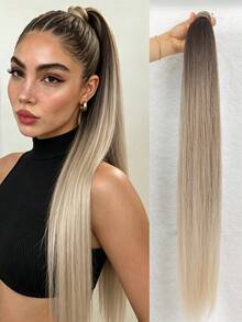 32英寸马尾接发，夹式马尾接发，环绕式长直发钩环马尾接发，有黑色/棕色/灰色/金色可选，女士适用。 - 彩色 - 查看 15