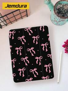 粉黑粉色蝴蝶结图案翻盖平板电脑保护套 1 件装 黑色背景点状图案平板电脑保护套 兼容 Apple 10.2 英寸 Apple Pro 2021/2020 第九/十代 Galaxy Tab A8 10.5 英寸 2022 Matepad 10.4/Tab 防摔带笔槽支持睡眠/唤醒功能 生日礼物 春季 - 彩色 - 查看 4