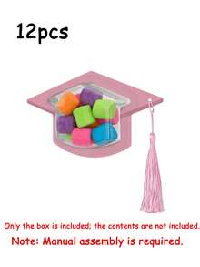 12 Clear Candy Boxes Shaped Like Graduation Caps With Tassels, Perfect For Back-To-School Gifts, Classmate Party Gift Wrapping, Graduation Party Decorations, Gift Boxes, Suitable For Event Decorations, Celebrating Graduation, And Party Favors. - Multicolor - View 14