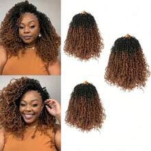 12Inch Pre-Looped Yanky Twists Crochet Braids Ombre Brown Bohemian Spring Twists Hair With Curls Synthetic Extensions - Multicolor - View 9