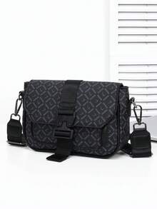 1pc All-Season Allover Print Flap Cover Messenger Bag For Men, Portable Shoulder/Crossbody Bag Suitable For Work, School, Shopping, Travel, Great Gift For Father's Day ,Fathers Day Gift ,City Bag - Multicolor - View 9