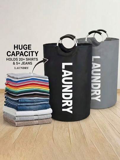 Large Foldable Laundry Basket Set | Thick Waterproof Oxford Cloth Tall Storage Basket, Ideal For Bedroom/Bathroom/Dorm/Closet Storage, Great Home Decor And Holiday Gift, Organizer Bin, Space Saving For Home, Dorm, Bathroom, Laundry Room - Made Of Fabric