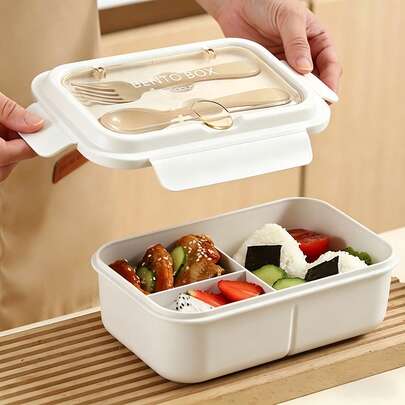 1pc Leak-Proof Bento Lunch Box Set - Microwave , Suitable For School, Office, Travel, Holiday Gifts, Portable Container, Reusable