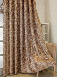 1pc European Aesthetic Style Blackout Curtain, Unique Marble Texture, Privacy Protection, Heat Insulation, Suitable For Living Room & Bedroom - Khaki - View 8