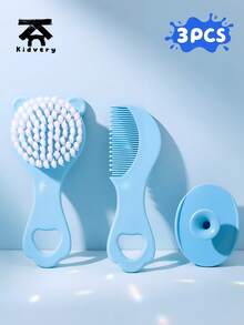 3pcs Baby Grooming Set, Newborn Comb, Soft Silicone Face Brush - Multicolor - View 8