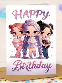 1 chiếc thiệp "Chúc mừng sinh nhật" hình Chibi Friends uống trà sữa trân châu. Bao gồm phong bì, giấy mờ cao cấp. Thiết kế hình ảnh các cô gái anime dễ thương và chữ lấp lánh. Hoàn hảo cho bạn thân - Thiệp sinh nhật Kawaii lý tưởng (12cm/4.7in X 17cm/6.7in) - phong bì màu nâu - Xem 5