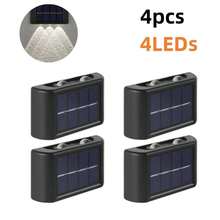 2/4/6/8 piezas Luces de pared solares de alta eficiencia, iluminación con sensor automático, lámparas LED rectangulares IP44 para exteriores, iluminación de paisaje para patio y pared exterior - 4 LED - Ver 13