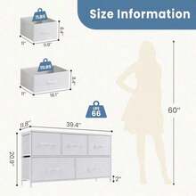 Sweetcrispy 3 Sizes Dresser Bedroom, Storage Drawers, Tall Large Fabric Storage Tower Organizer,Organization And Storage Clothes Organizer , Chest Of Drawers With Metal Frame Wooden Top Nursery, Closet, Living Room, Entryway, White - 白色 - 查看 5