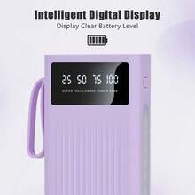 10000mAh Super Large Capacity 5V1A Portable Power Bank, High Appearance Business Minimalist Style Charger, Build With 4 Cables, 4 Modes Ultra-Bright Camping Lights, Travle Must Have, For 6 7 8 X XR 11 12 13 14 15 16 Pro Max For ,Android Phone, Gifts For Family, Friends, Kids,Birthday,Christmas, Winter, Suitable For Outdoor Play, Shopping, Traveling, Portable Power SupplySuper Fast Charging,LED Power Display, Portable Charger For Android Devices With USB And Type-C Ports, Stable Polymer Lithium Battery. - White-1A - 查看 6