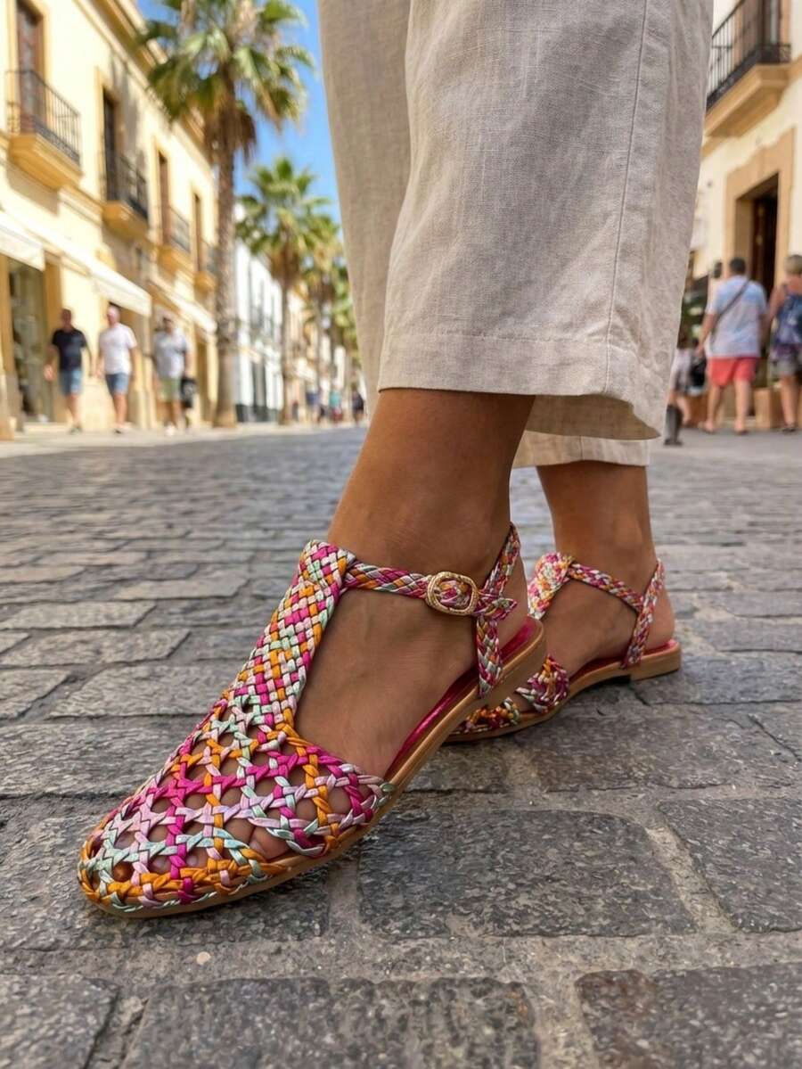 Women's Fashion Flat Sandals - Hot Pink - View 1