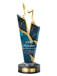 1pc Personalized Acrylic Trophy, Customizable Logo And Text, Star/Goat Head Design, Customizable Color Options Suitable For Corporate And Event Awards, Elegant Gradient Crystal Trophy, Perfect For Office Awards And Anniversary Gifts - Multicolor - View 16