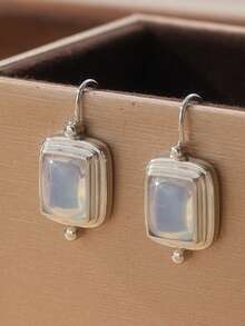 1 Pair Elegant Sophisticated Square Pendant Earrings, Suitable For Women's Daily Wear, Also An Ideal Surprise And Perfect Gift For Families And Women On Vacation And Banquets - Silver - View 6