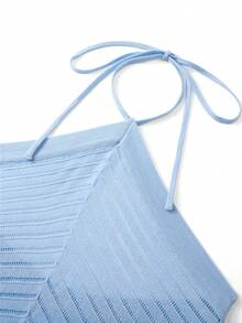 Robe longue en tricot de couleur unie pour femmes Vuslat, convenant pour les trajets quotidiens, les fêtes, les vacances, les voyages, les vacances décontractées - Bleu ciel - Voir 8