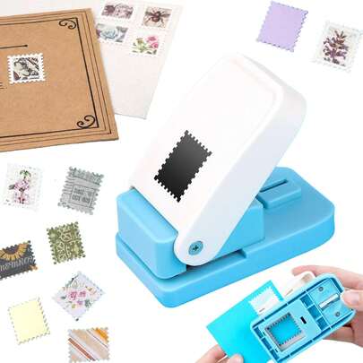 1pc Rectangle Stamp Punch, Size 1 Inch X 0.8 Inch, Stamp Shape Punch, Manual Puncher, Suitable For Crafting, Scrapbooking, Journals, Card Making