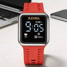 ZOEA Sports Smartwatch With Breathable Perforated Strap + Square Touchscreen + Fitness Style + Daily/Sport Use + Smartwatch - 紅色 - 查看 1